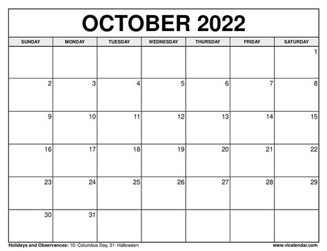 General Blue Calendar October 2022